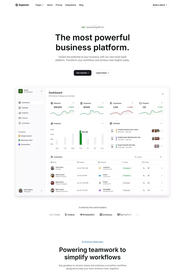 Superior - Startup & SaaS Template