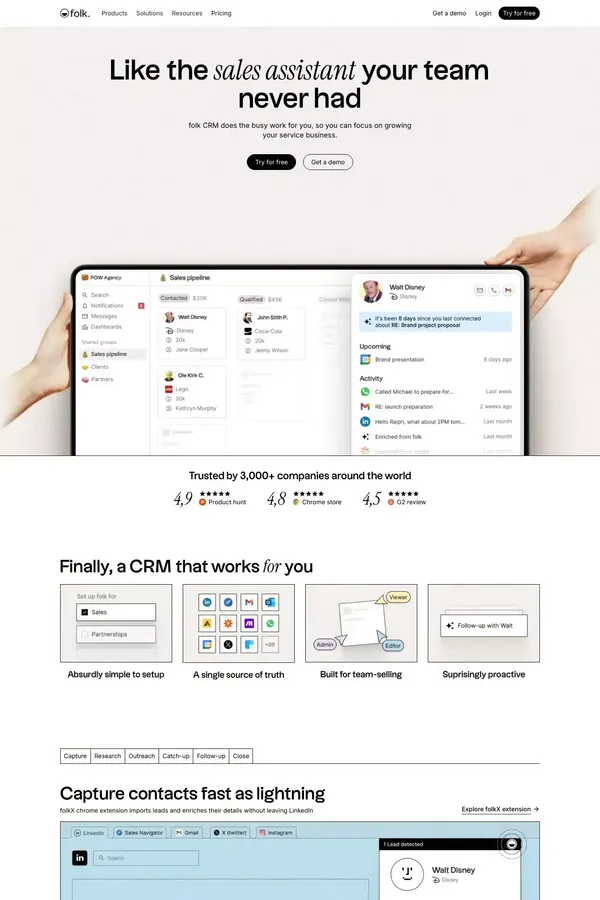 folk, like the sales assistant your team never had - Landing design inspiration