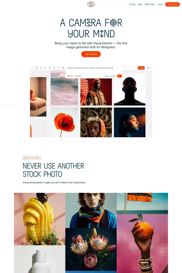 Visual Electric - AI Image Generator - Landing design inspiration