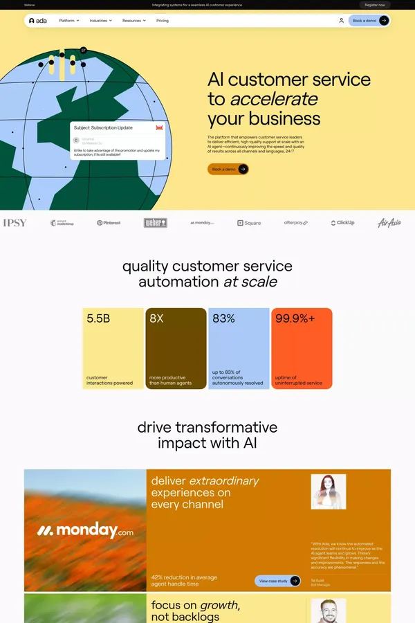 Ada CX - Landing design inspiration