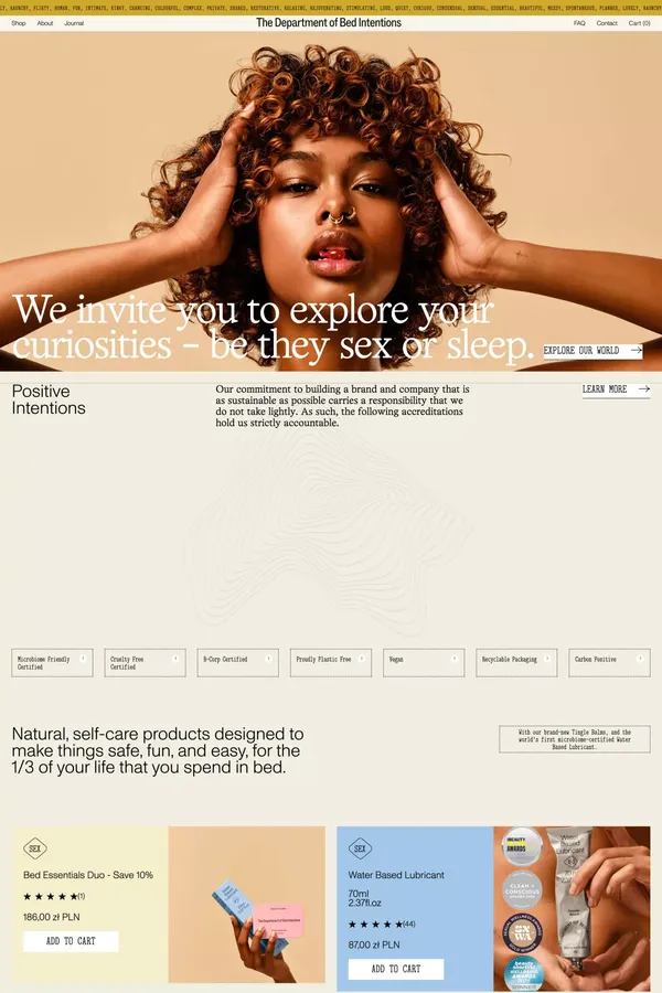 The Department of Bed Intentions - Ecommerce design inspiration