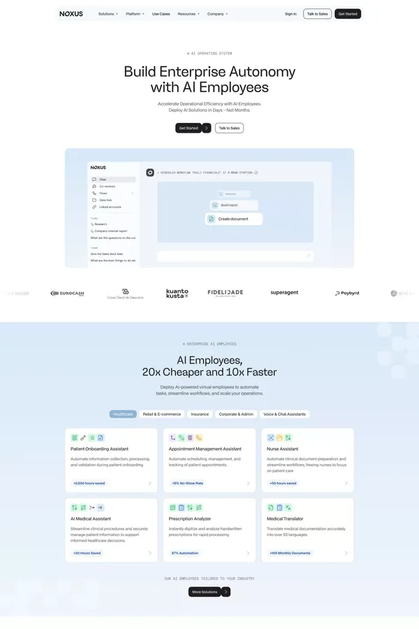 Noxus - Build Enterprise Autonomy with AI Employees - Landing design inspiration