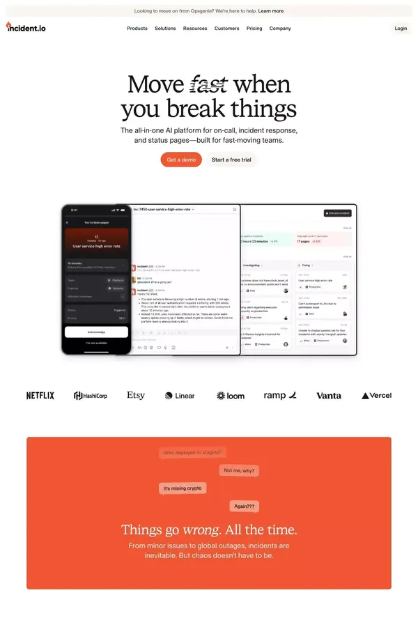 All-in-one incident management platform | incident.io - Landing design inspiration