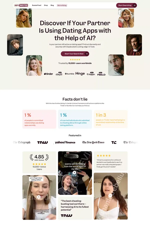 Oops Busted - Unmask hidden truths in the digital dating world