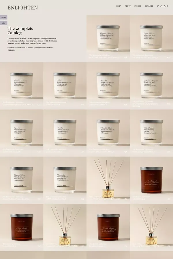 Shop Soy Candles & Reed Diffusers | ENLIGHTEN CANDLES - Product listing design inspiration