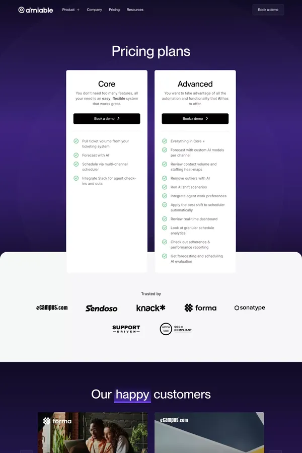 Pricing | Aimiable - Pricing design inspiration