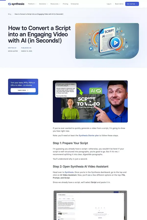 How to Convert Scripts into Engaging Videos with AI (in Seconds!) - Blog Post design inspiration