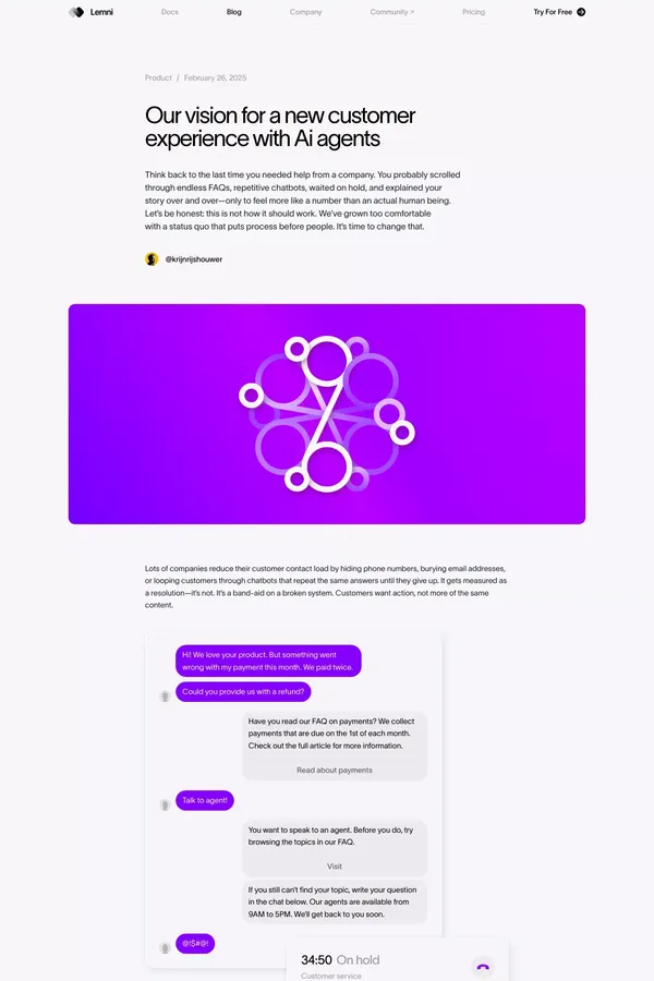 Lemni Â· Blog âº Our vision for a new customer experience - Blog Post design inspiration