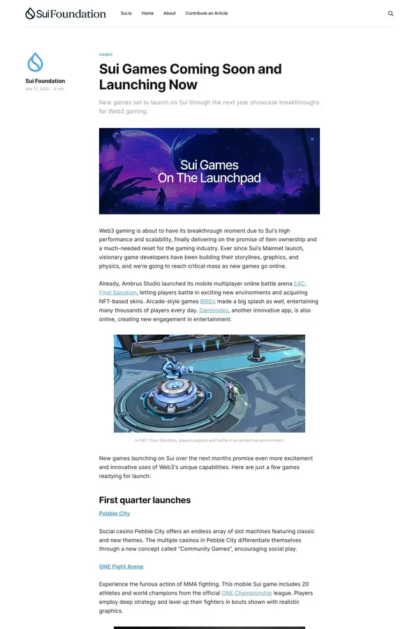 Sui Games Coming Soon and Launching Now - Blog Post design inspiration