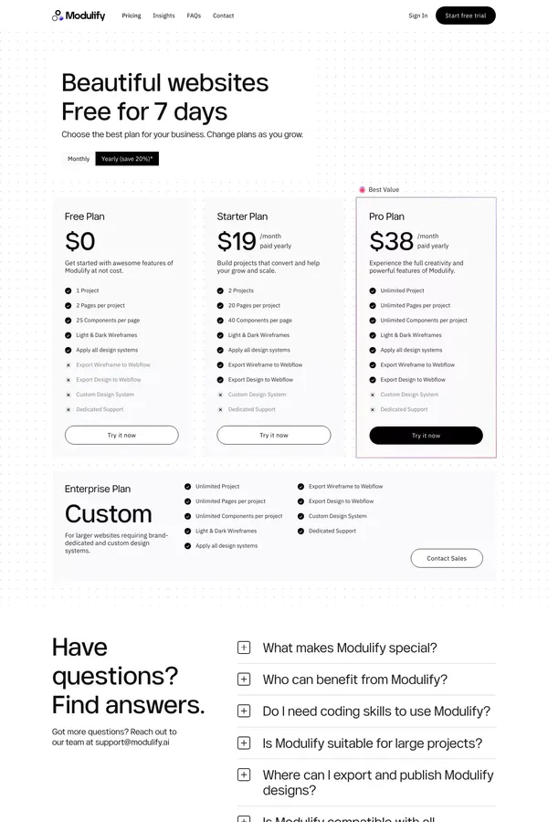 Pricing & Plans | Modulify AI - Pricing design inspiration