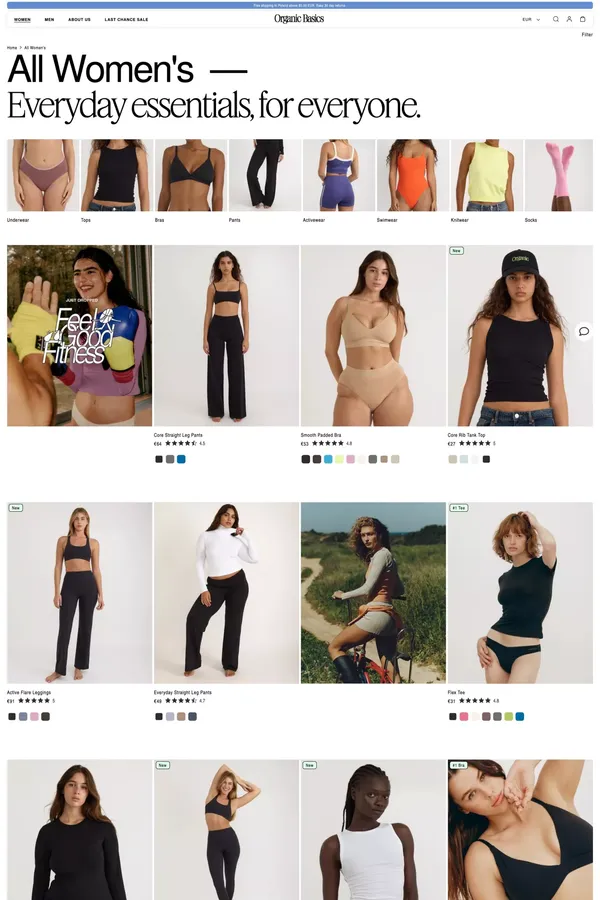 All Women's – Organic Basics EU - Product listing design inspiration