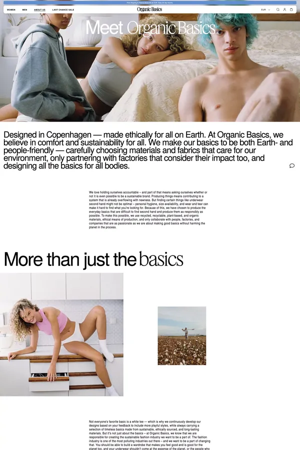 About - Our Story – Organic Basics EU - About Us  design inspiration