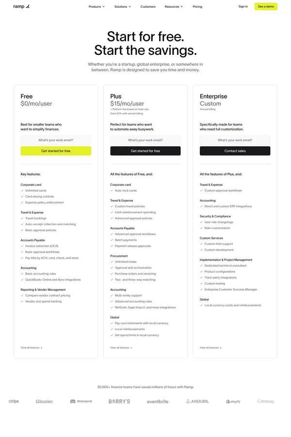 Ramp Pricing and Plans - Pricing design inspiration