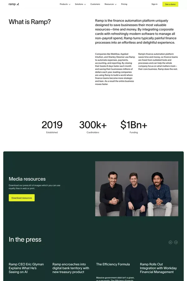 Press - Media Resources | Ramp - About Us  design inspiration