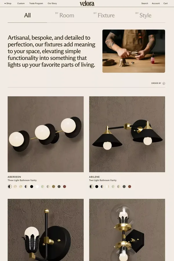 Products                   – Velora - Product listing design inspiration
