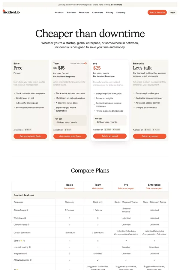 Pricing | incident.io - Pricing design inspiration