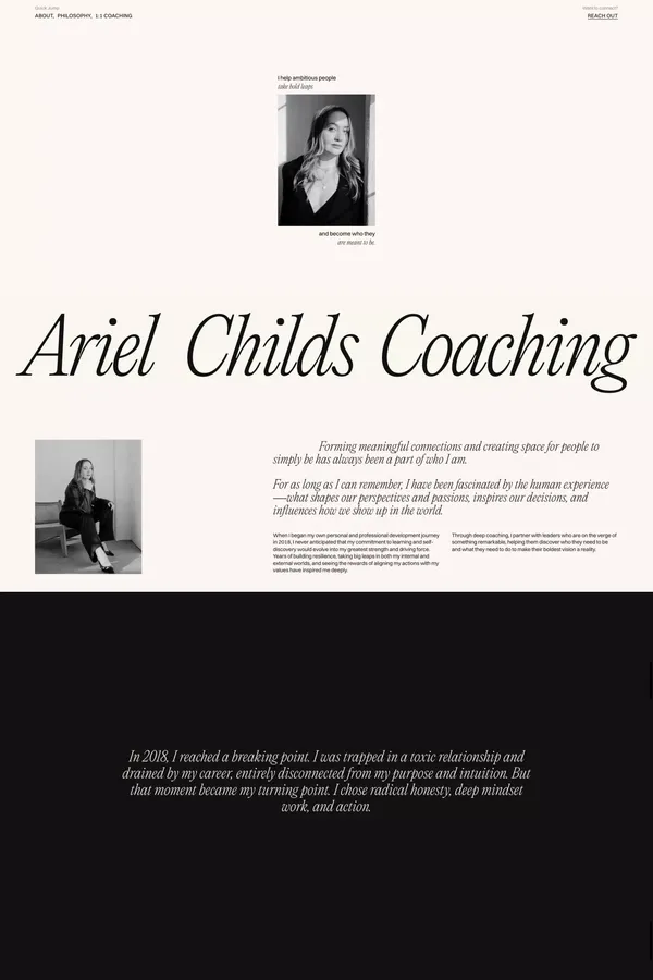 Ariel Childs Coaching - Portfolio design inspiration
