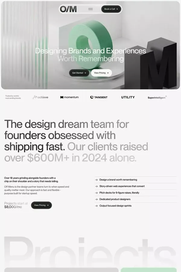 OFF MENU - Landing design inspiration