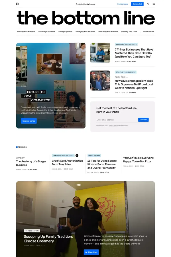 The Bottom Line | A Publication By Square - Blog design inspiration