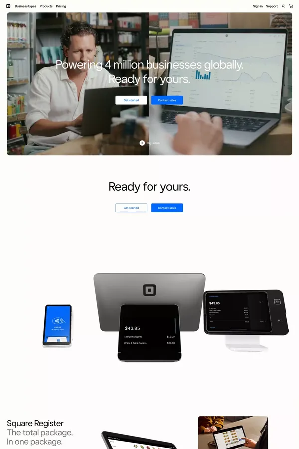 Power your entire business | Square - Landing design inspiration