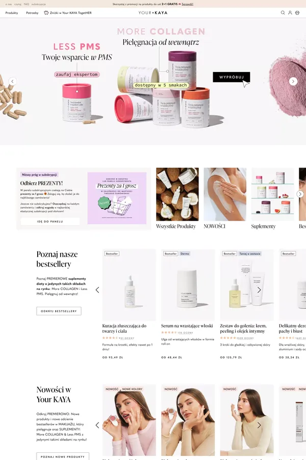 Your KAYA – naturalne produkty łagodne dla ciała - Ecommerce design inspiration