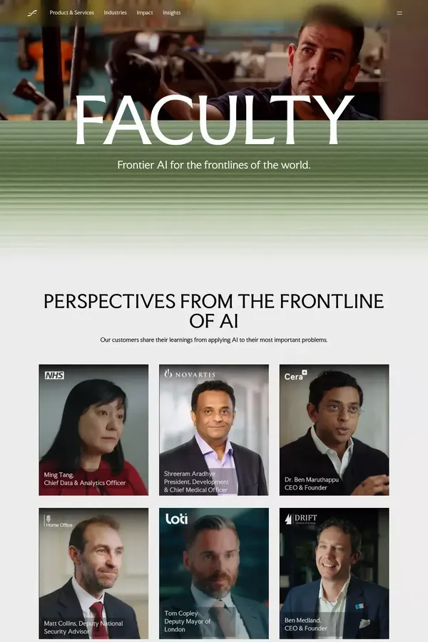 Faculty AI - Frontier AI for the frontlines of the world - Landing design inspiration