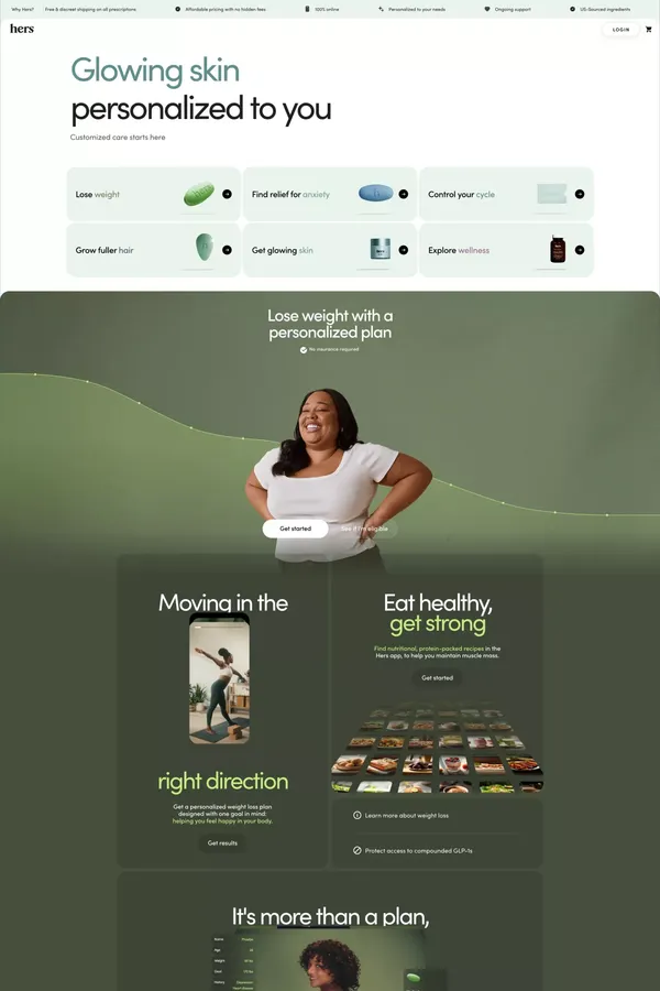 Hers for Women's Health | hers - Landing design inspiration