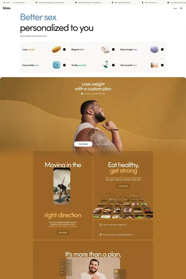Telehealth for a healthy, handsome you | hims - Landing design inspiration