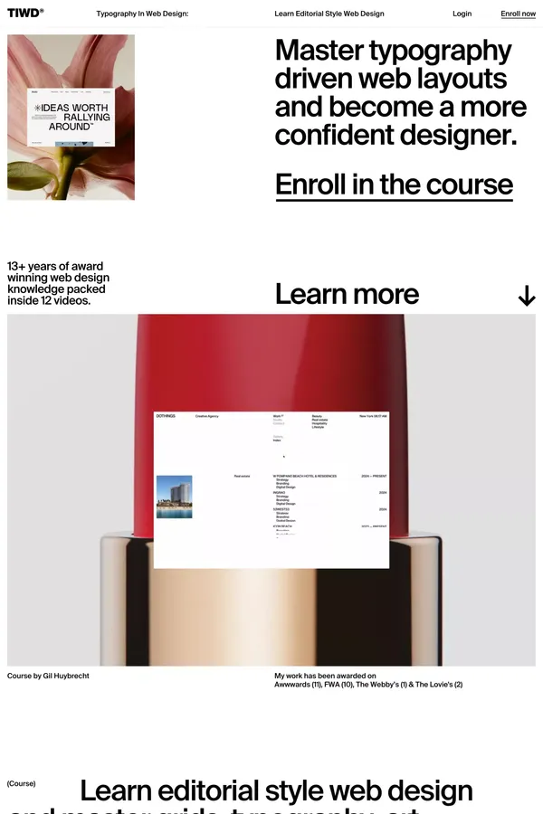 Typography in web design: Learn editorial style web design - Landing design inspiration