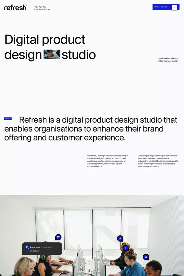 Refresh Studio | UX/UI Design Studio - Portfolio design inspiration