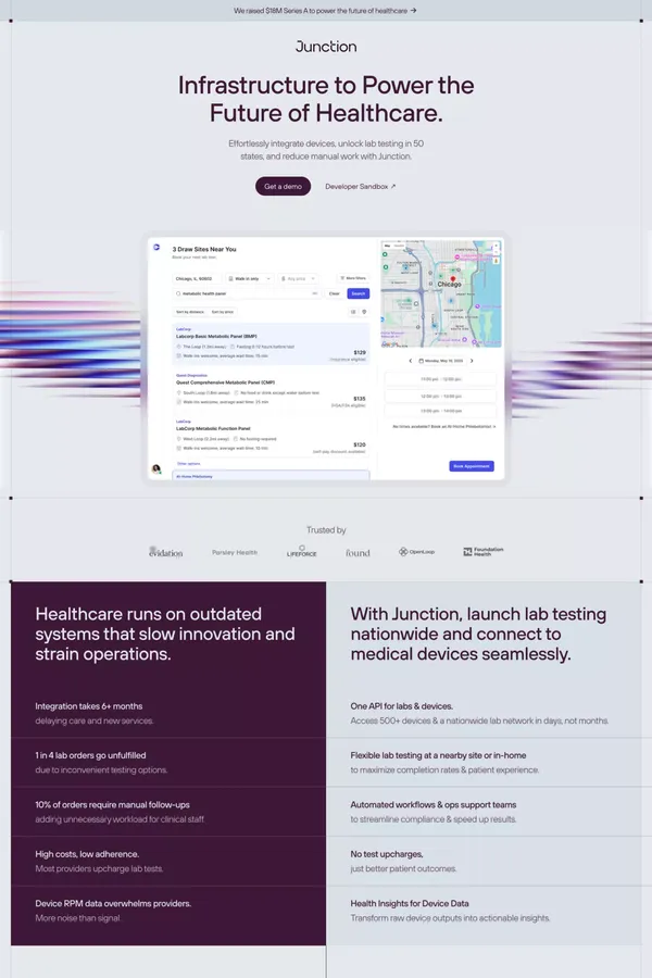 Nationwide Lab Testing & Data From 500+ Health Devices - Landing design inspiration