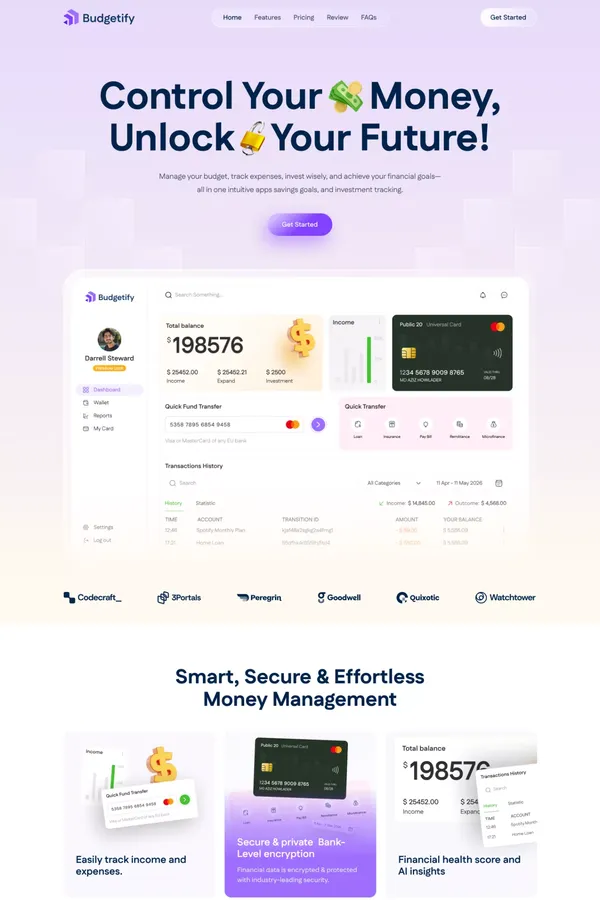 Budgetify - Finance & Budgeting SaaS Website — Framer Marketplace