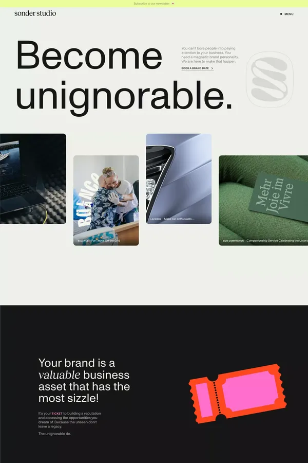 Sonder Studio – Become unignorable with branded websites - Portfolio design inspiration