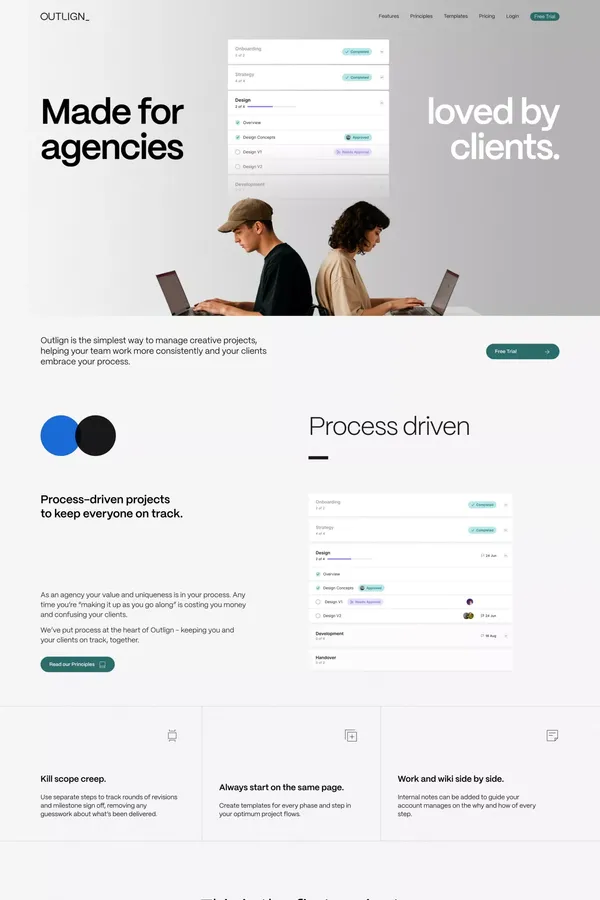 Outlign | Simple Project Management For Creative Agencies - Landing design inspiration
