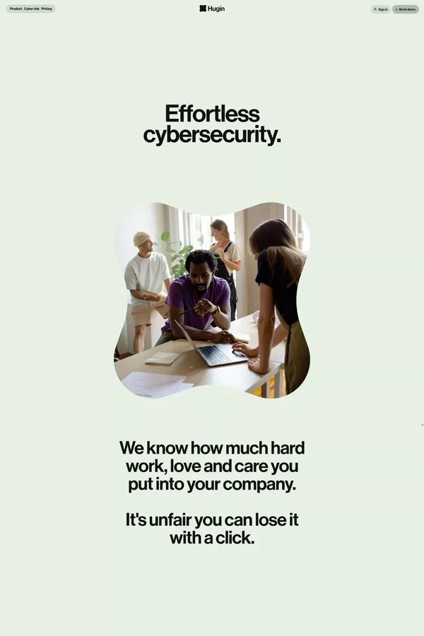 Hugin – Effortless cybersecurity. - Landing design inspiration