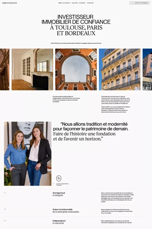Caso Patrimoine - Foncière familiale & engagée à Toulouse, Paris, et Bordeaux - Landing design inspiration