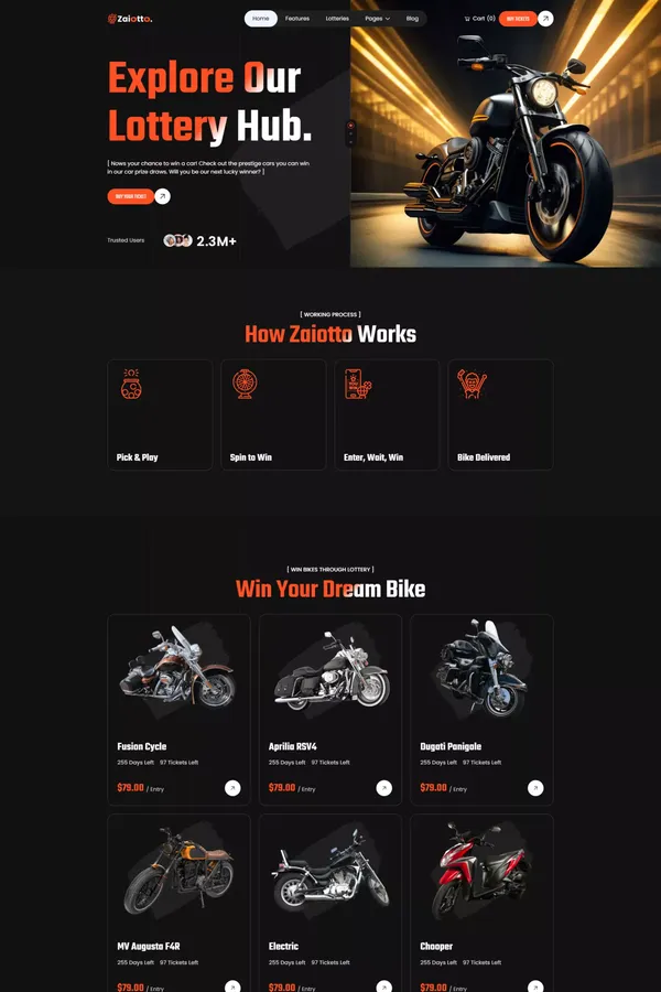 Zaiotto - Online Lotto & Lottery Webflow Template | Flowzai