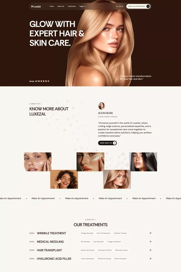 Luxezai - Hair & Skin Care Webflow Template | Flowzai