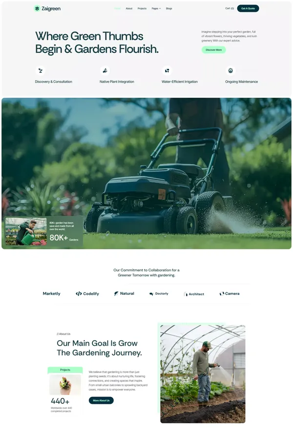 Zaigreen - Gardening, Lawn, and Landscaping Webflow Template | Flowzai