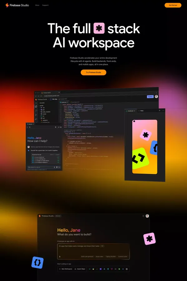 Firebase Studio - Landing design inspiration