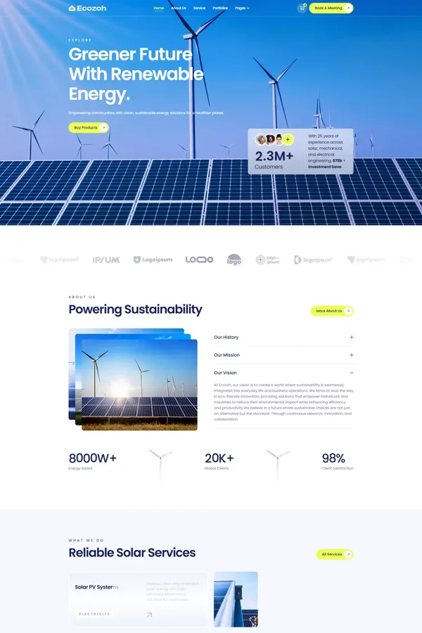 Ecozoh - Solar & Renewable Energy Webflow Template | Flowzai