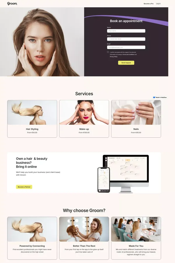 Groom - Landing design inspiration