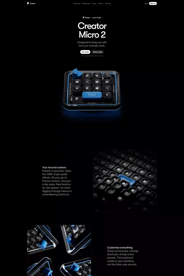 Framer CM-2 by Work Louder - Landing design inspiration