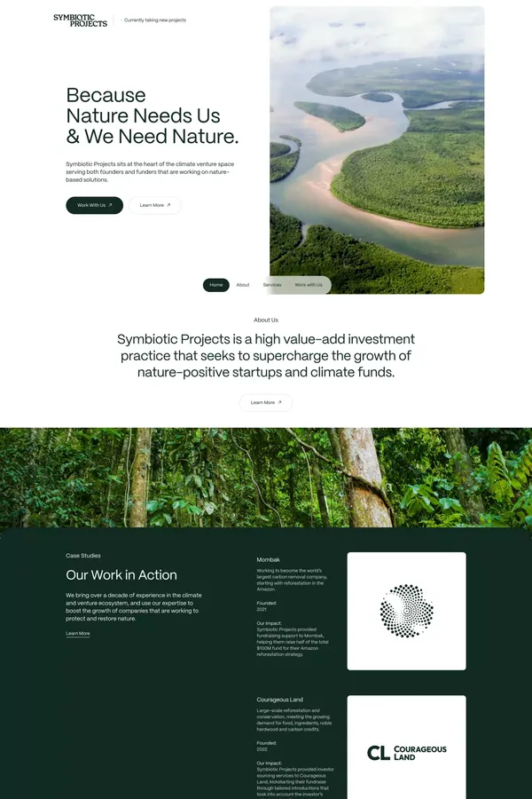 Symbiotic Projects - Landing design inspiration