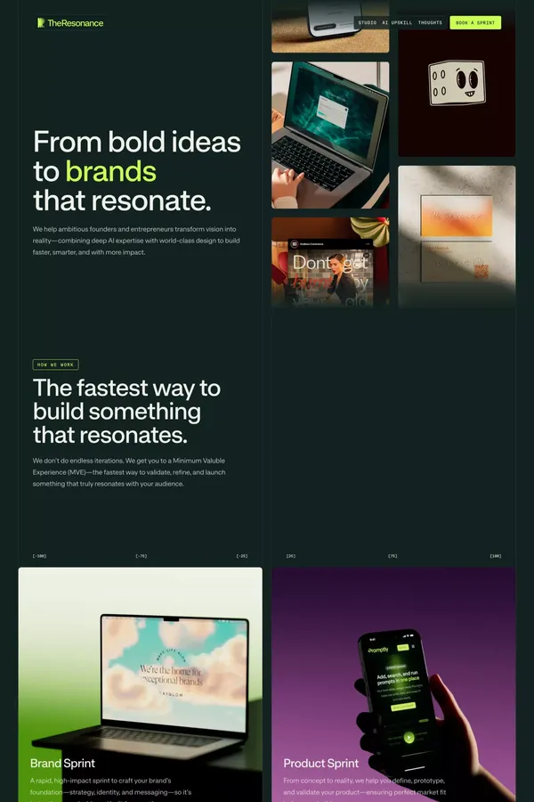 Resonance Studio | From bold ideas to brands and products that resonate. - Landing design inspiration