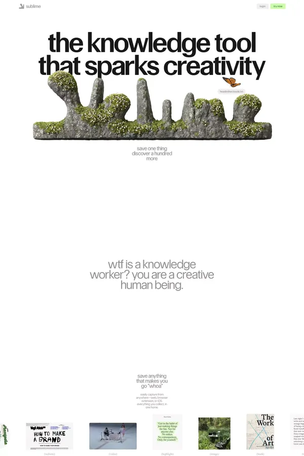 Sublime — A second brain with a soul - Landing design inspiration