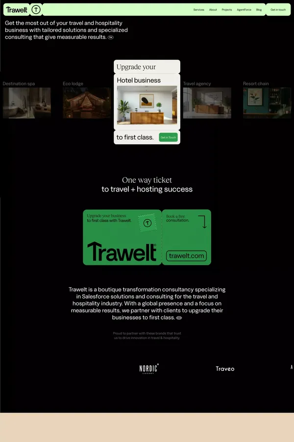 Trawelt - A specialized Salesforce consultancy for travel and hospitality. - Landing design inspiration
