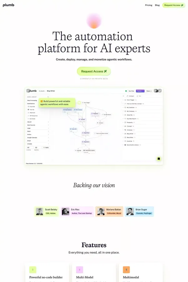 Plumb - AI Automation - Landing design inspiration