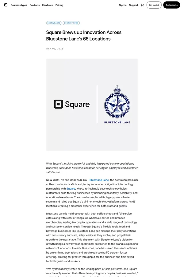 Square Brews up Innovation Across Bluestone Lane’s 65 Locations - Blog Post design inspiration