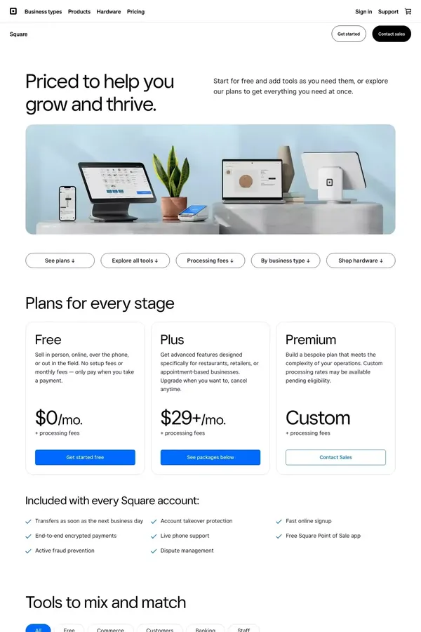Square Processing Fees, Plans, and Software Pricing - Pricing design inspiration